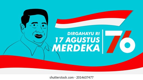 dirgahayu RI 17 agustus (August) is mean Indonesia Independence day banner template. Vector with red and white color and people carrying flags illustration