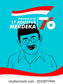 dirgahayu RI 17 agustus (August) is mean Indonesia Independence day banner template. Vector with red and white color and people carrying flags illustration