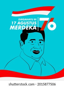 dirgahayu RI 17 agustus (August) is mean Indonesia Independence day banner template. Vector with red and white color and people carrying flags illustration