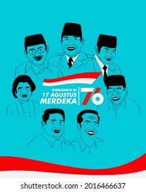 dirgahayu RI 17 agustus (August) is mean Indonesia Independence day banner template. Vector with red and white color and people carrying flags illustration