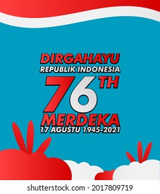 dirgahayu RI 17 agustus (agosto) es la plantilla de banner del Día de la Independencia de Indonesia. Vector con color rojo y blanco y personas con banderas ilustraciones
