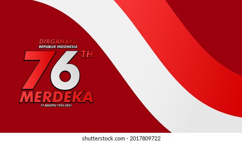 dirgahayu RI 17 agustus (August) is mean Indonesia Independence day banner template. Vector with red and white color and people carrying flags illustration