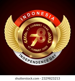 Dirgahayu RI Ke-78 logo or emblem design, 78th Happy Indonesia independence day Vector number.