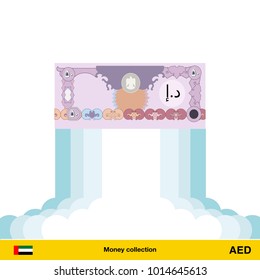 Dirham rising as a rocket. Increase of Dirham on international financial markets. Dirham banknote.