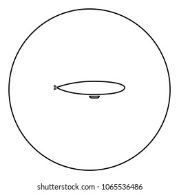 Dirigible black icon in circle outline
