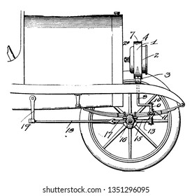 Dirigible Headlight is a headlamp is a lamp usually attached to the front of a vehicle such as a car, vintage line drawing or engraving illustration.