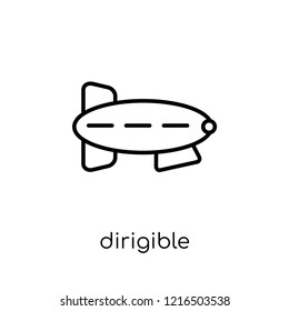 dirigible icon. Trendy modern flat linear vector dirigible icon on white background from thin line Transportation collection, outline vector illustration