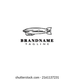 dirigible logo cartoon icon design cute black modern isolated vector illustration