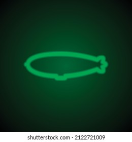 Dirigible simple icon. Flat desing. Green neon on black background with green light.ai
