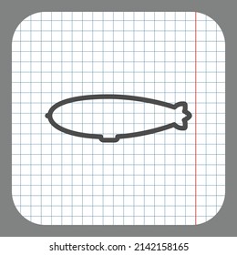 Dirigible simple icon. Flat desing. On graph paper. Grey background.ai