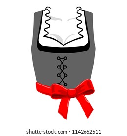 Dirndl corsage with red red ribbon on left side / vector / isolated