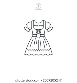 Dirndl vestido, Ilustración vectorial de icono de mujer bávara aislado sobre fondo blanco