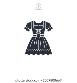 Dirndl vestido, Ilustración vectorial de icono de mujer bávara aislado sobre fondo blanco