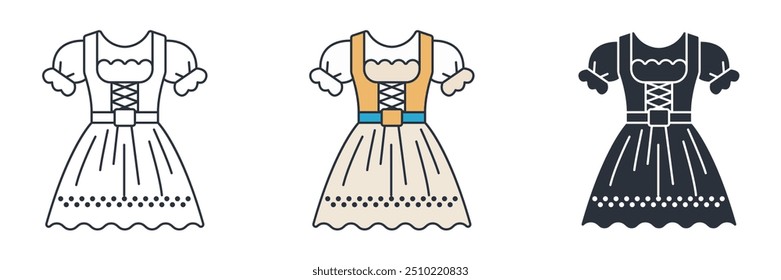 Dirndl Dress, Bavarian Woman icon symbol vector illustration isolated on white background