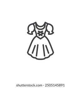 Dirndl Dress line icon. linear style sign for mobile concept and web design. Bavarian women's dress outline vector icon. Symbol, logo illustration. Vector graphics