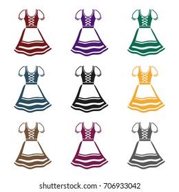 Dirndl icon in style isolated on white background. Oktoberfest symbol stock vector illustration.