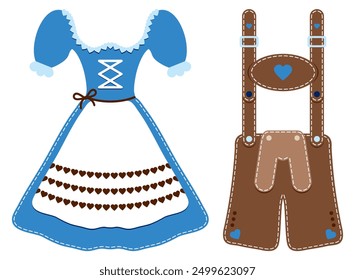 Dirndl Y Pantalones De Cuero Azul Marrón