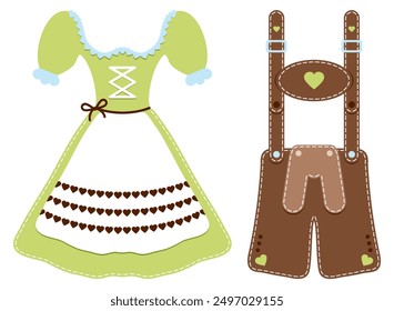 Dirndl und Lederhosen grün braun