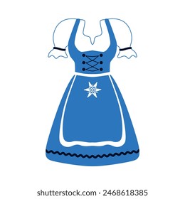 Dirndl. A traditional Bavarian dress consisting of a blouse, skirt and apron. Oktoberfest. The Bavarian national costume. Traditions of Germany. Vector illustration isolated on a white background.