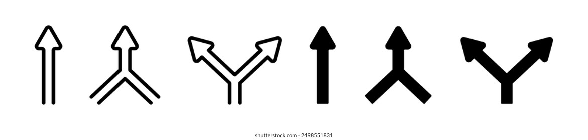 Dirrection arrows. Road navigation arrow set. Arrow vector icons. Navigation arrows set. Flat black dirrection arrows.