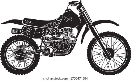 dirt bike adventure trail motorcyle vector in black