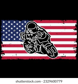 Dirt bike american flag 4th of july t-shirt design
