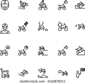 dirt bike icons collection vector illustration