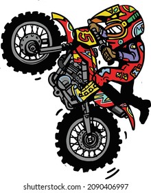 Dirt Bike Rider Cartoon Style Illustration Stock Vector (Royalty Free ...