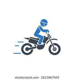 Dirt Bike Rider Icon On White Background