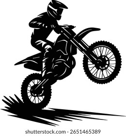 Dirt Bike Wheelie Vector – Motocross Rider Performing Stunt for Cricut, Apparel, and Extreme Sports Decor