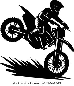 Dirt Biker Silhouette Vector – Off-Road Motocross Rider for Cricut Files, Stickers, Racing Gear, and Wall Art