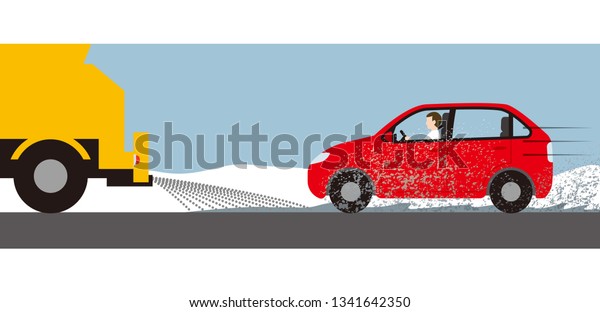 Dirt by snow\
melting agent spraying of\
car