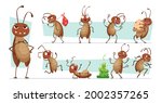 Dirt cockroach. Bad pests interior room bugs dirty insects hygiene exact vector funny characters illustrations collection