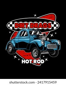 Dirt Drags Vintage Vector Illustration