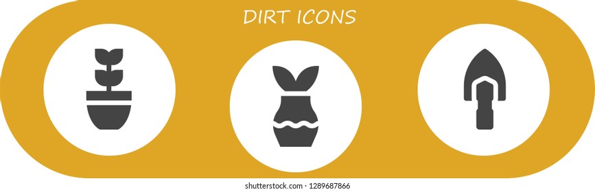  dirt icon set. 3 filled dirt icons. Simple modern icons about  - Plant, Shovel