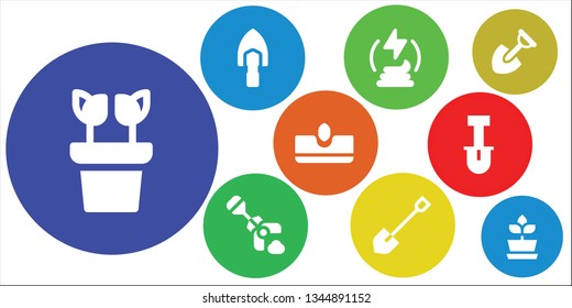 dirt icon set. 9 filled dirt icons.  Simple modern icons about  - Plant, Shovel, Manure, Poop, Sow