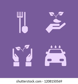 dirt icon. dirt vector icons set hands sprout, car wash, hand sprout and spade pitchfork