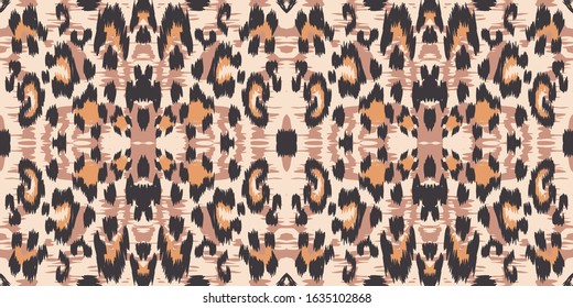 Dirt Leopard Drawing Vector Seamless Pattern. Dirt Bohemian Leopard Fabric Design Graffiti Designs. Coffee Handmade Tiles Background. Chocolate Jaguar Handmade Tile Art.