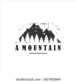 dirt mountain logo in black color vector illustration vintage rustic for sticker design or print art template
