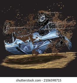 dirt race isolated on white background for poster, t-shirt print, business element, social media content, blog, sticker, vlog, and card. vector illustration.
