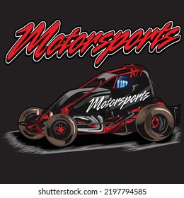 dirt racing car isolated on black background for poster, t-shirt print, business element, social media content, blog, sticker, vlog, and card. vector illustration.