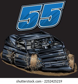 Dirt Racing Car splash, isolated on black background, for t-shirt business, digital printing, screen printing and poster