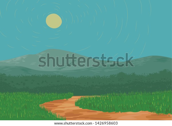 Dirt road\
with mountain in the background\
vector