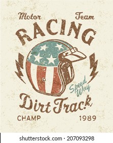 Dirt Track Racing  - Vector Artwork For Sports Wear, Grunge Effect In Separate Layer