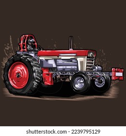 tractor de suciedad aislado en fondo negro para afiches, impresión de camisetas, elemento de negocios, contenido de medios sociales, blog, pegatina, vlog y tarjeta. ilustración vectorial.