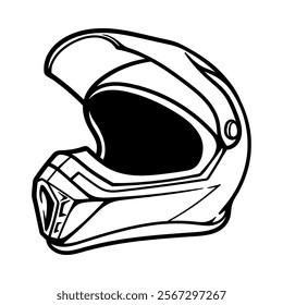 dirtbike motocross helmet isolated drawing line art style sketch classic vintage design illustration