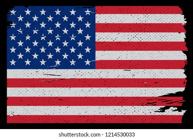 Dirty American flag.Vector grunge flag of USA.