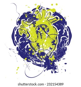 Dirty anatomical heart vector