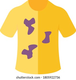 Dirty Apparel vector color icon design, Care labels tag sign, Laundry and Dry Cleaning symbols on white background, Stains on shirt concept, 