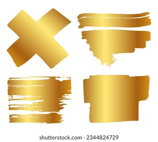 Dirty artistic golden graphic element. Set of grunge spots. 